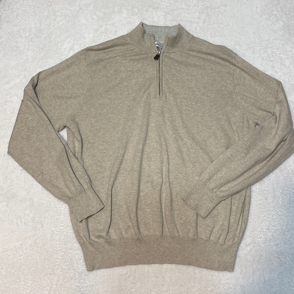 Peter Millar Soft Knit Quarter Zip Pull Over Pima Cotton Cashmere Sweater Men L